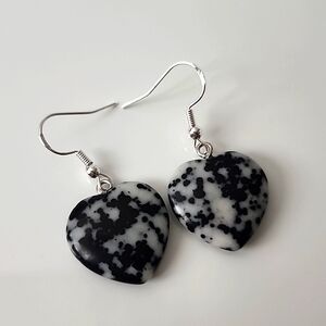 Simulated Stone Heart Earrings 925S STERLING POST